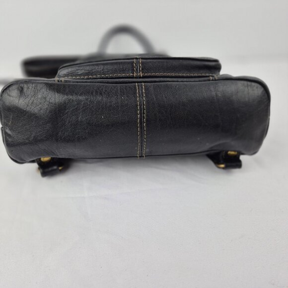 Vintage Fossil Small Black Leather Mini Back Pack - Picture 11 of 16
